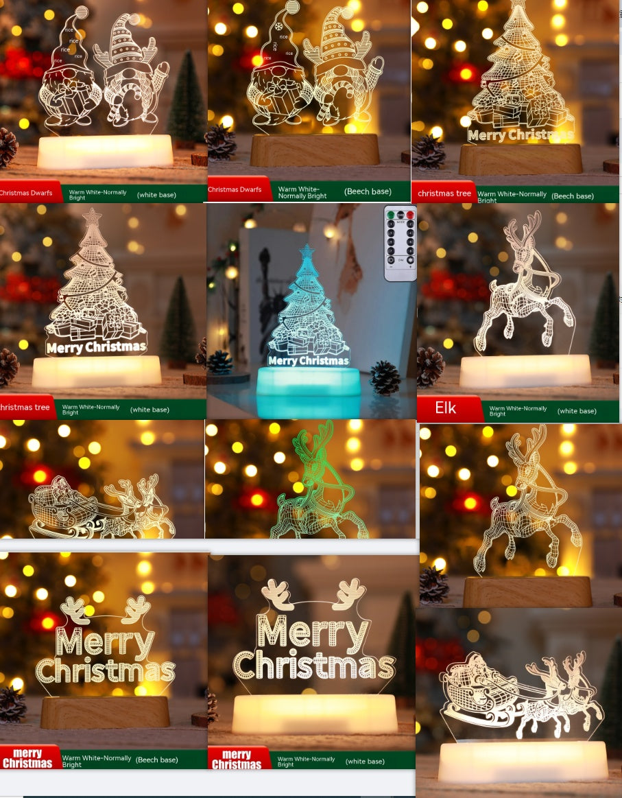 3D Acrylic Christmas LED Night Lamp