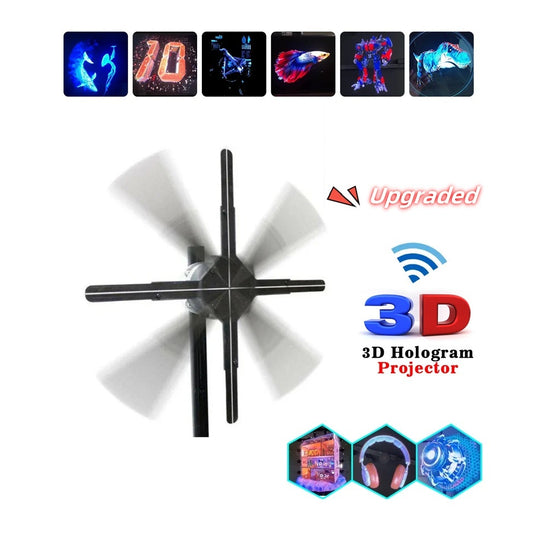 Upgraded 3D Holographic Advertising Display Fan – Naked Eye LED Projection with Video & Image Support