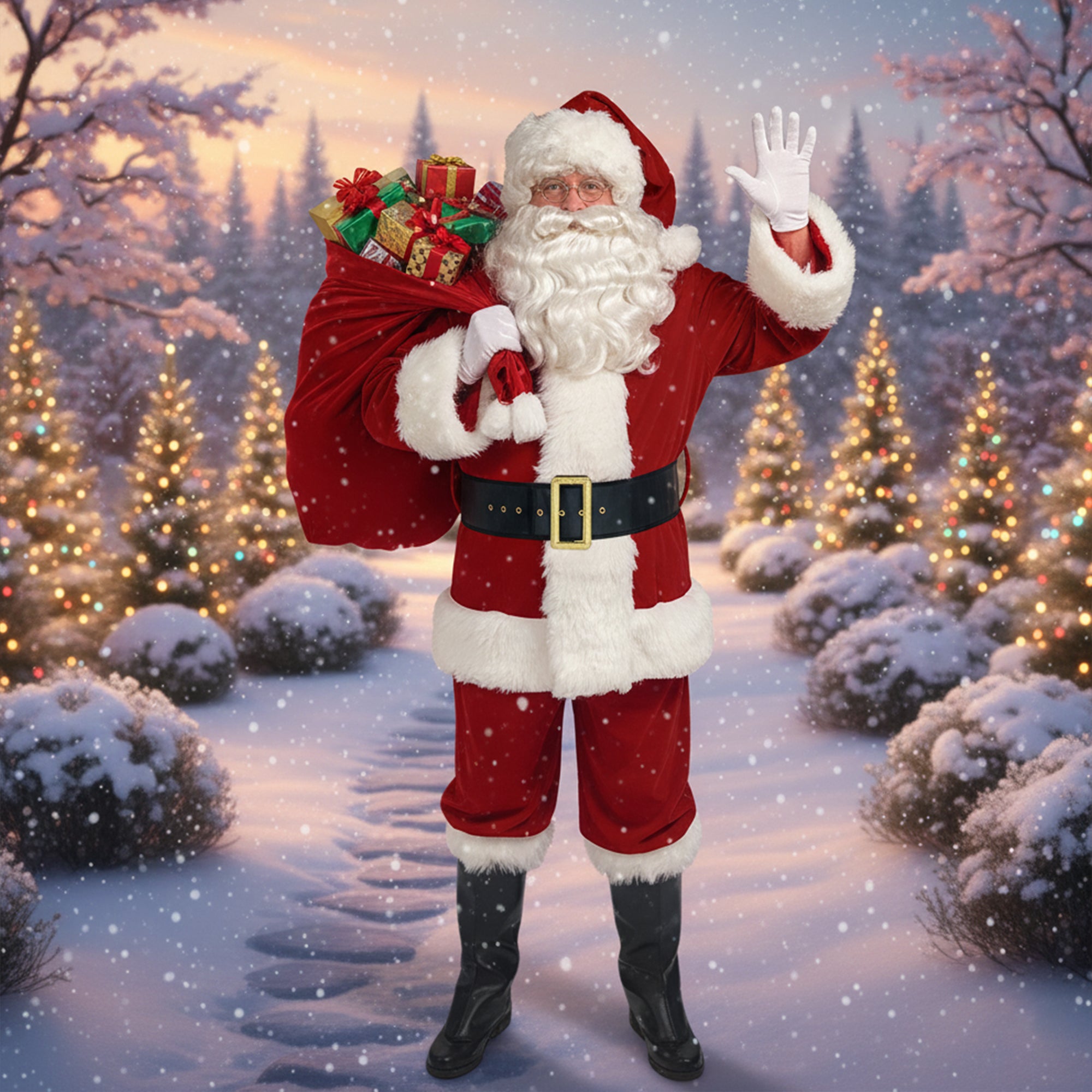 Premium 11-Piece Santa Claus Costume Set – Non-Shedding Fleece | Complete Christmas Santa Outfit for Adults | Holiday Party & Cosplay Suit