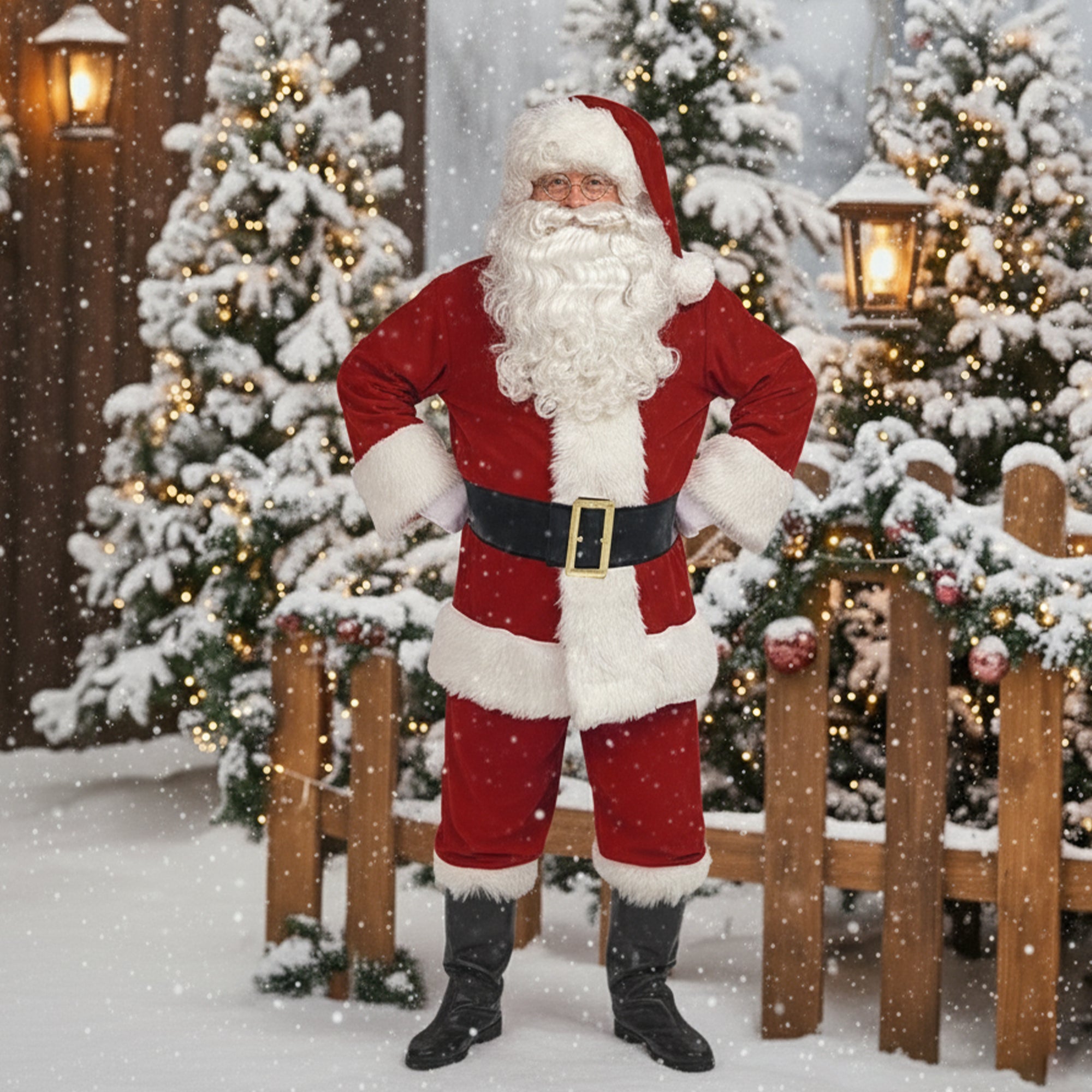 Premium 11-Piece Santa Claus Costume Set – Non-Shedding Fleece | Complete Christmas Santa Outfit for Adults | Holiday Party & Cosplay Suit