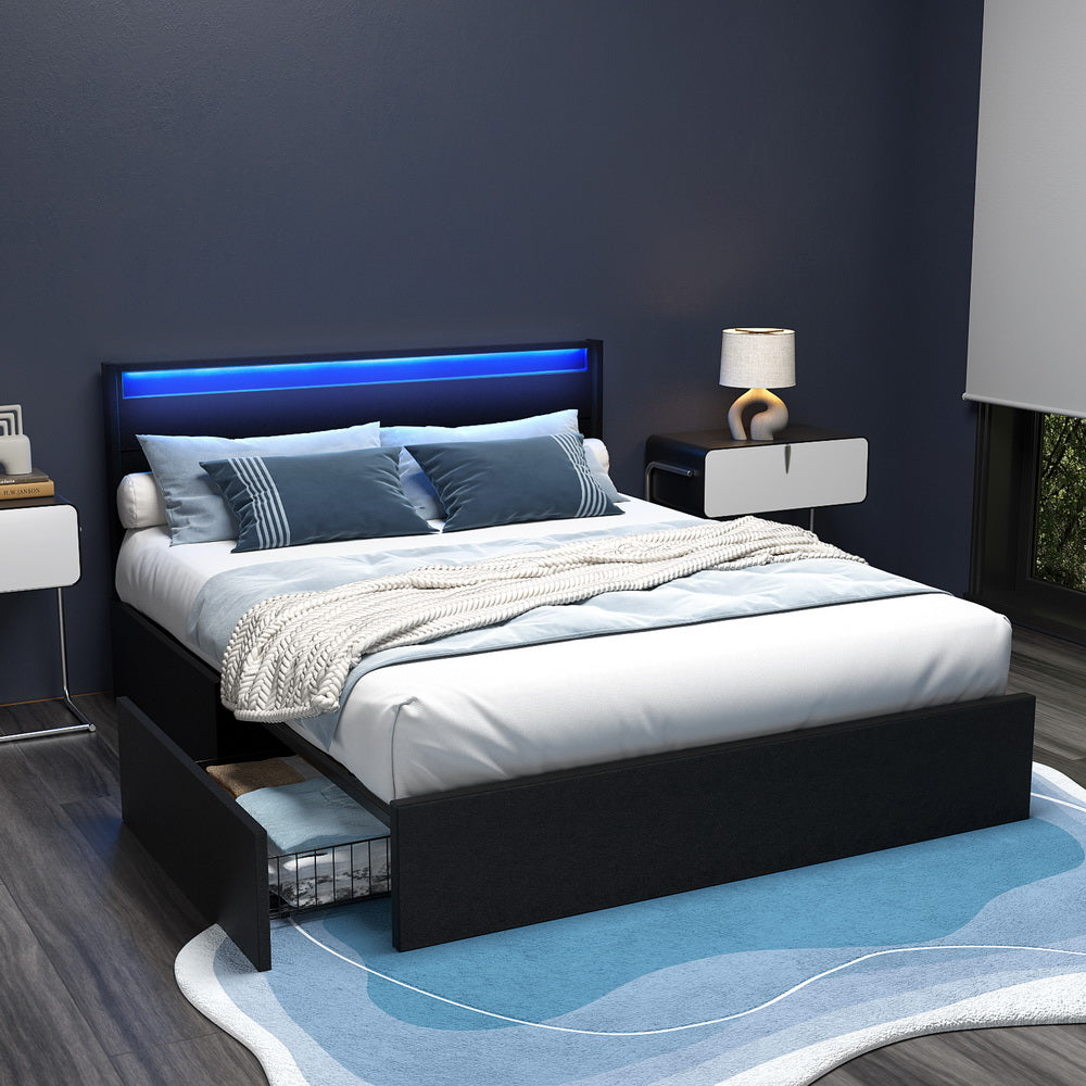 Queen Bed Frame with LED