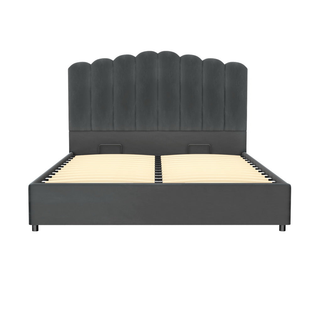 Double Bed Frame Velvet Grey