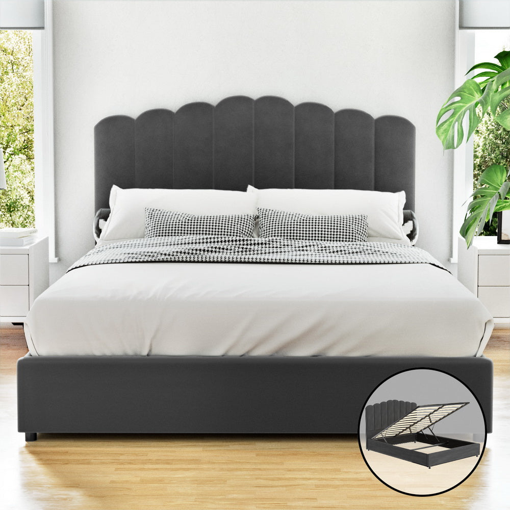 Double Bed Frame Velvet Grey