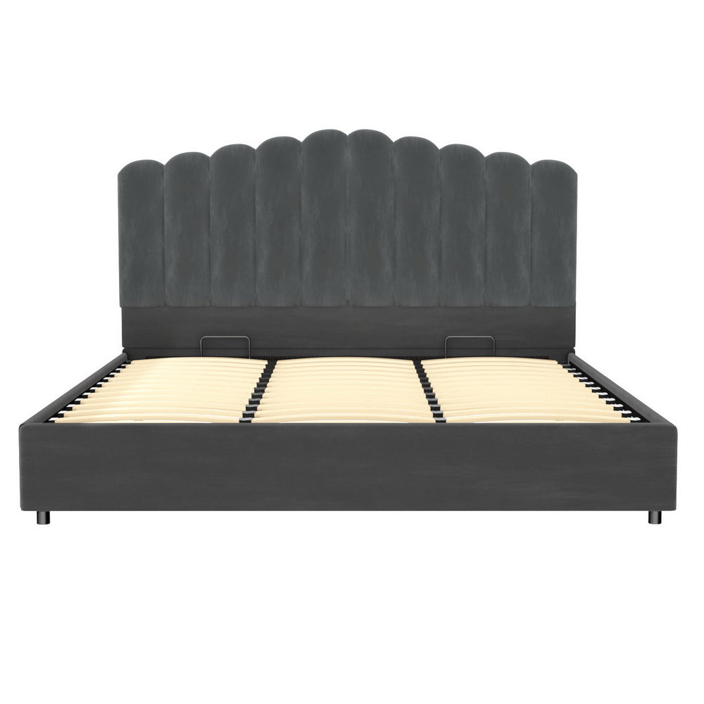 King Bed Frame Velvet Grey