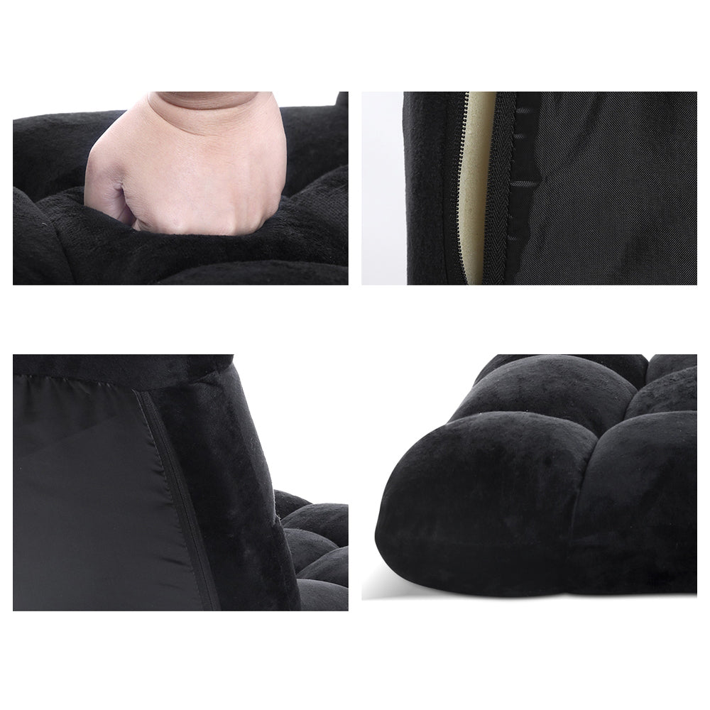 Artiss 2X Adjustable Lounge Sofa Chair – Flannel Fabric (Black)