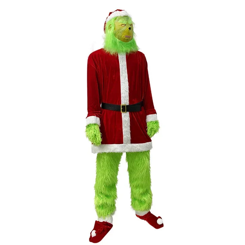 Green Hairy Santa Costume – Adult Christmas Cosplay Outfit