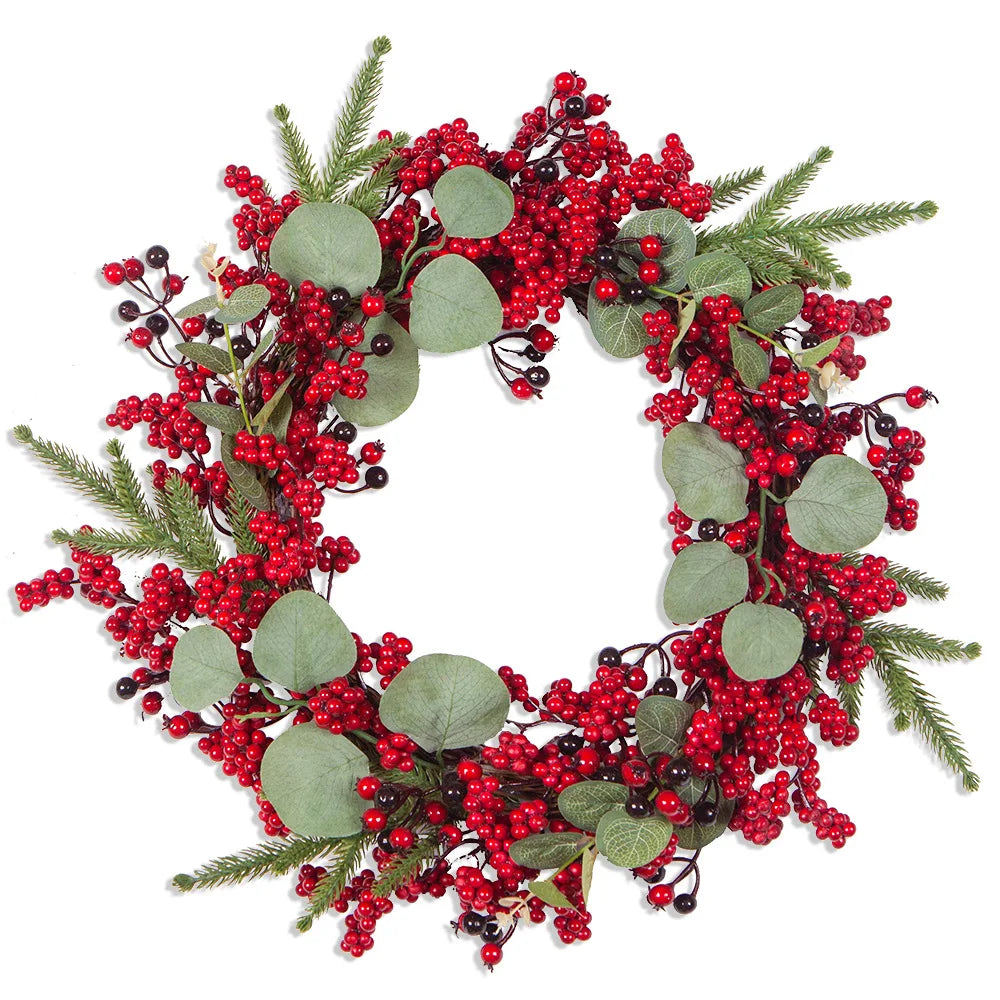 Winter Red Berry Wreath – Christmas Door Decoration