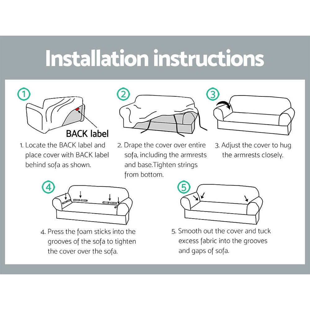 Artiss Velvet Sofa Cover – 3-Seater Stretch Couch Protector (Black)