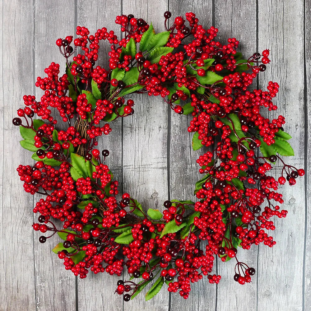 Winter Red Berry Wreath – Christmas Door Decoration