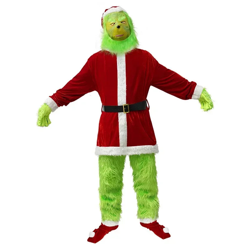 Green Hairy Santa Costume – Adult Christmas Cosplay Outfit