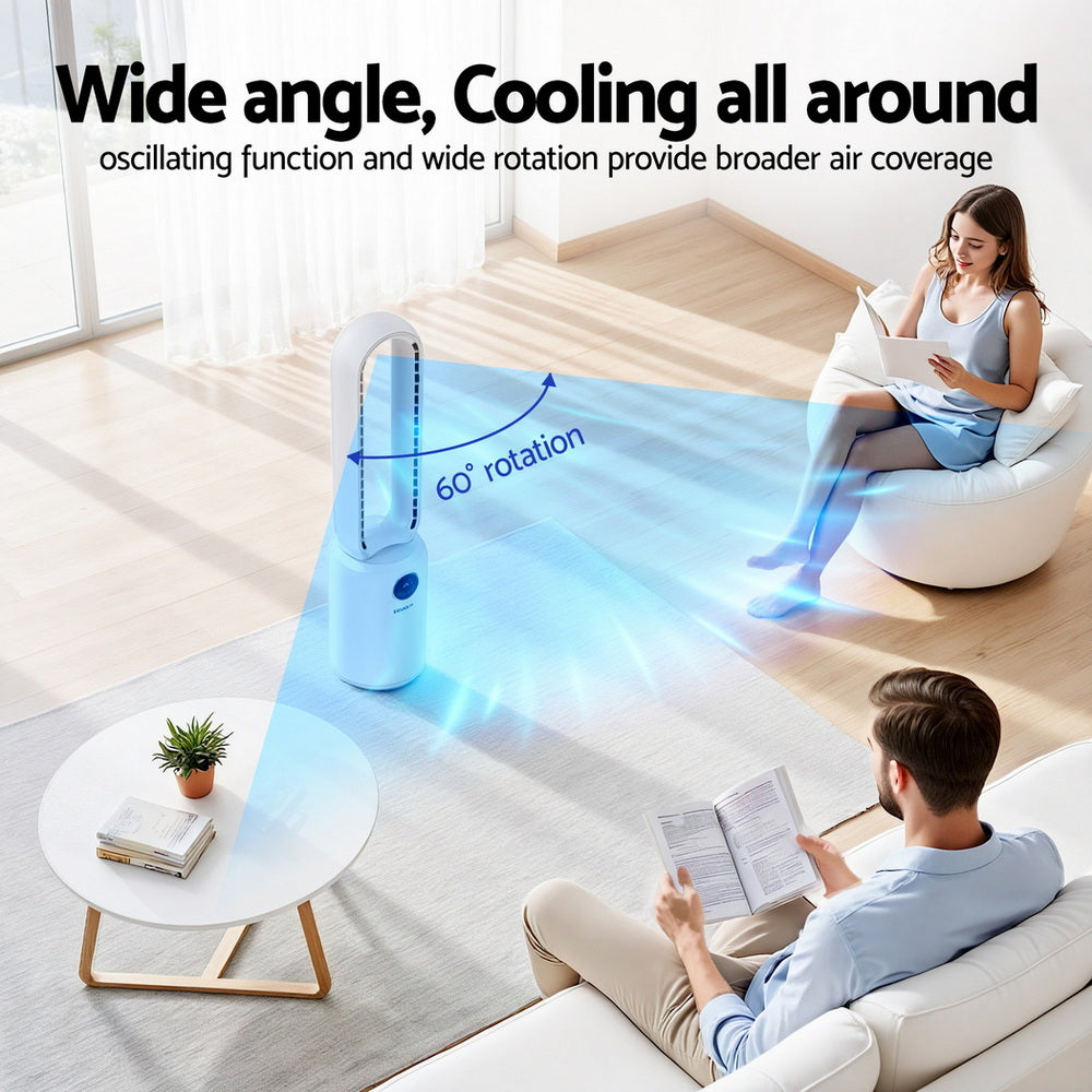 Devanti 2-in-1 Bladeless Tower Fan with Air Purification & Remote – 88cm (White)