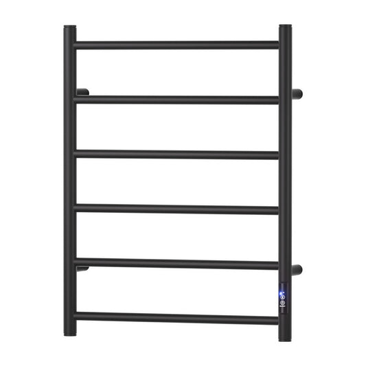 Devanti 6-Bar Heated Towel Rail with Timer – Wall-Mounted Electric Warmer Rack (Black)