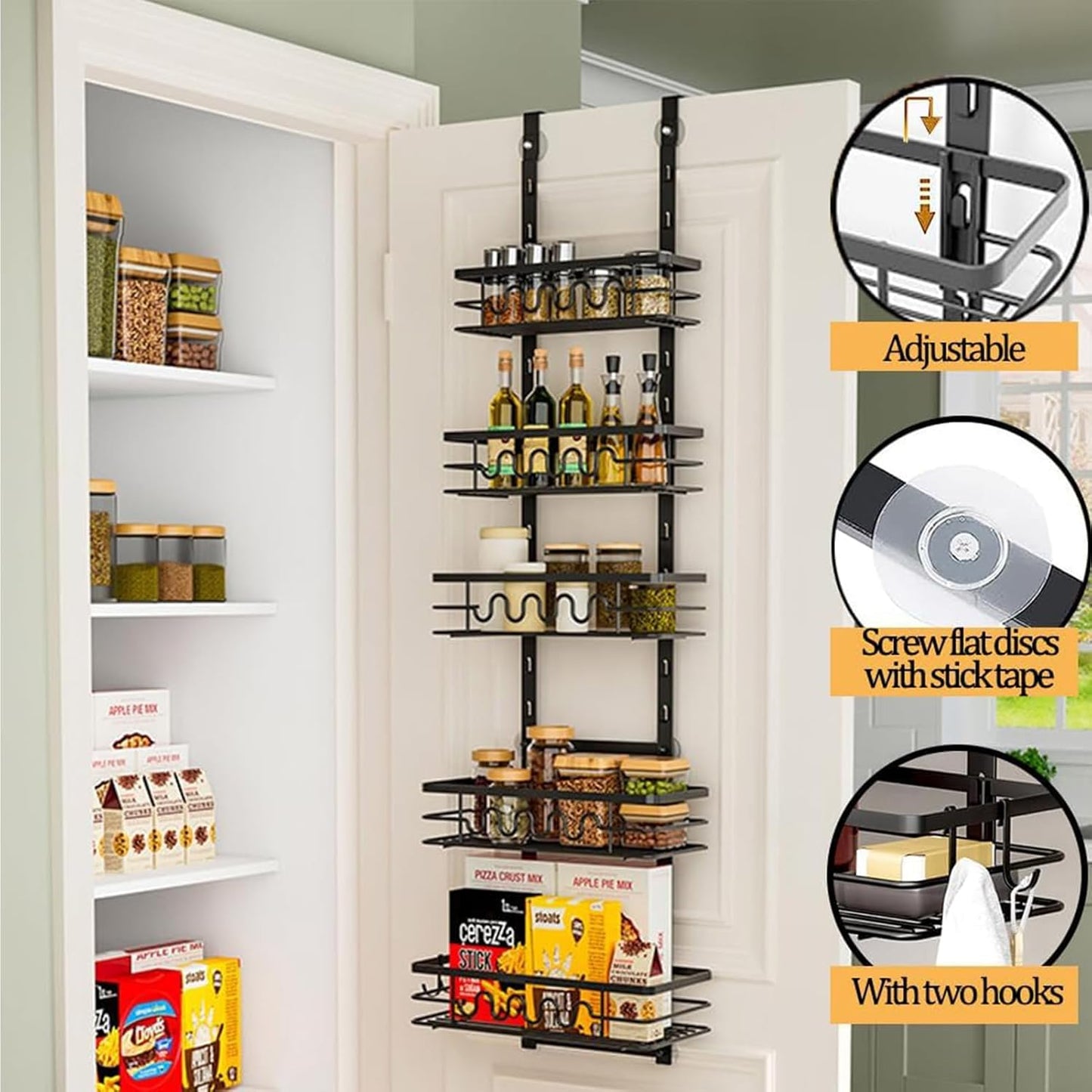 4-Tier Adjustable Over-Door Pantry Organizer