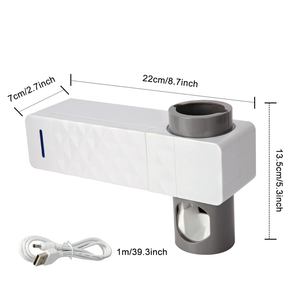 UV Toothbrush Sterilizer with Automatic Toothpaste Dispenser & Holder – Wall-Mounted, 3-in-1