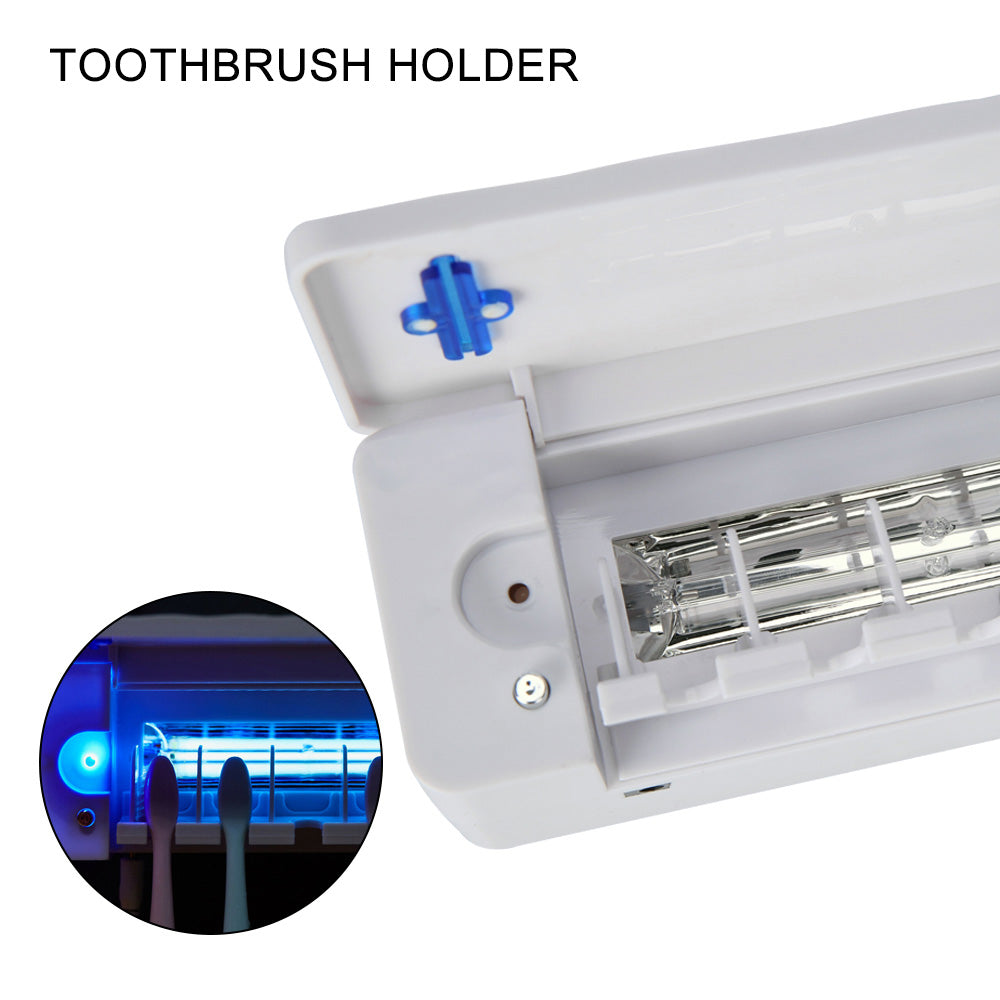 UV Toothbrush Sterilizer with Automatic Toothpaste Dispenser & Holder – Wall-Mounted, 3-in-1