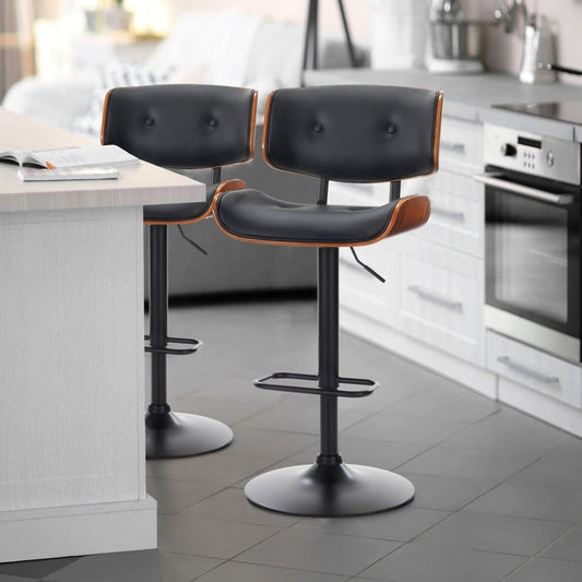 erenità Modern European Swivel Bar Stool with 360° Seat & Faux Leather Cushion – Black