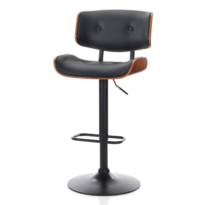 erenità Modern European Swivel Bar Stool with 360° Seat & Faux Leather Cushion – Black