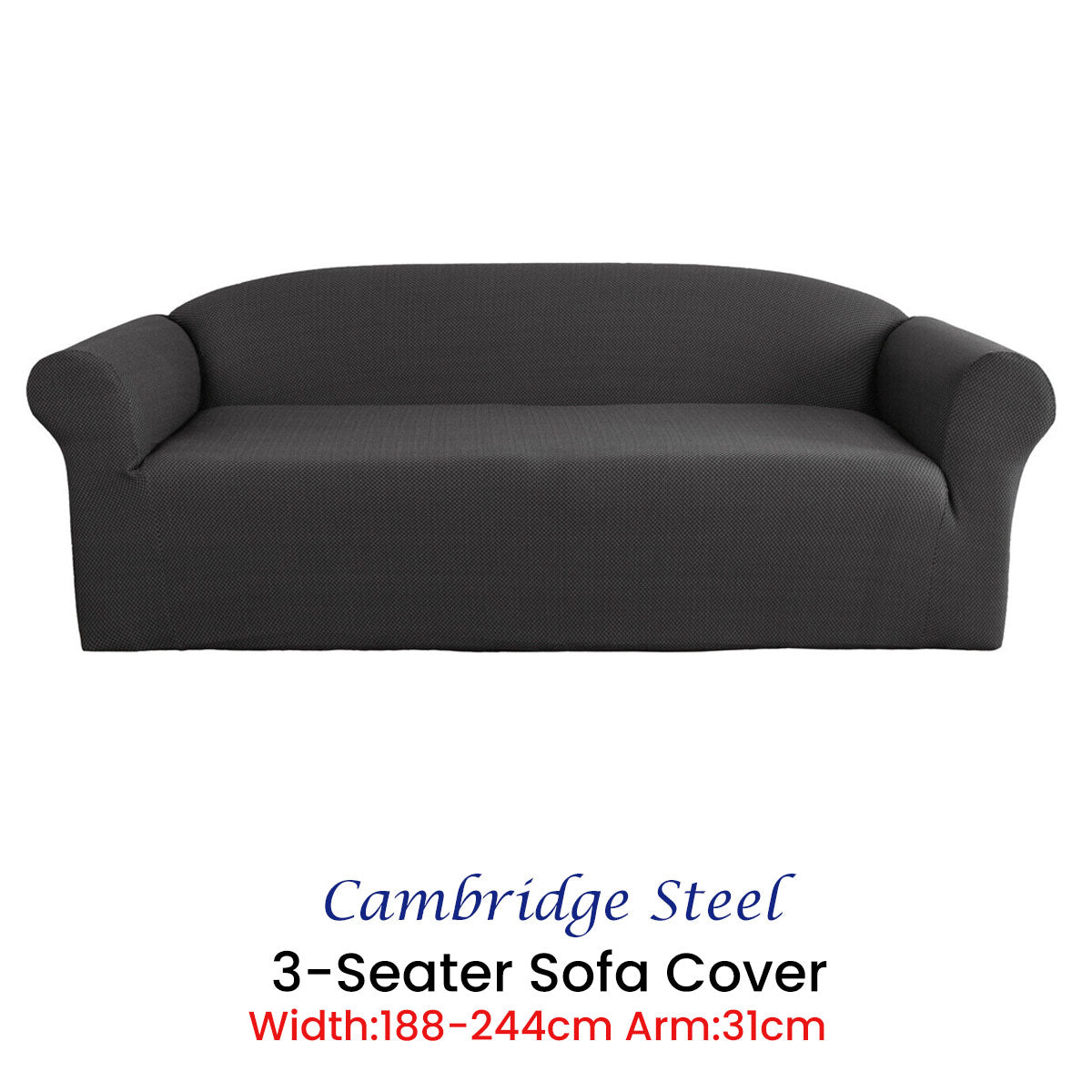 Elan Cambridge Extra-Stretch Sofa Cover – 3-Seater Couch Protector (Steel)