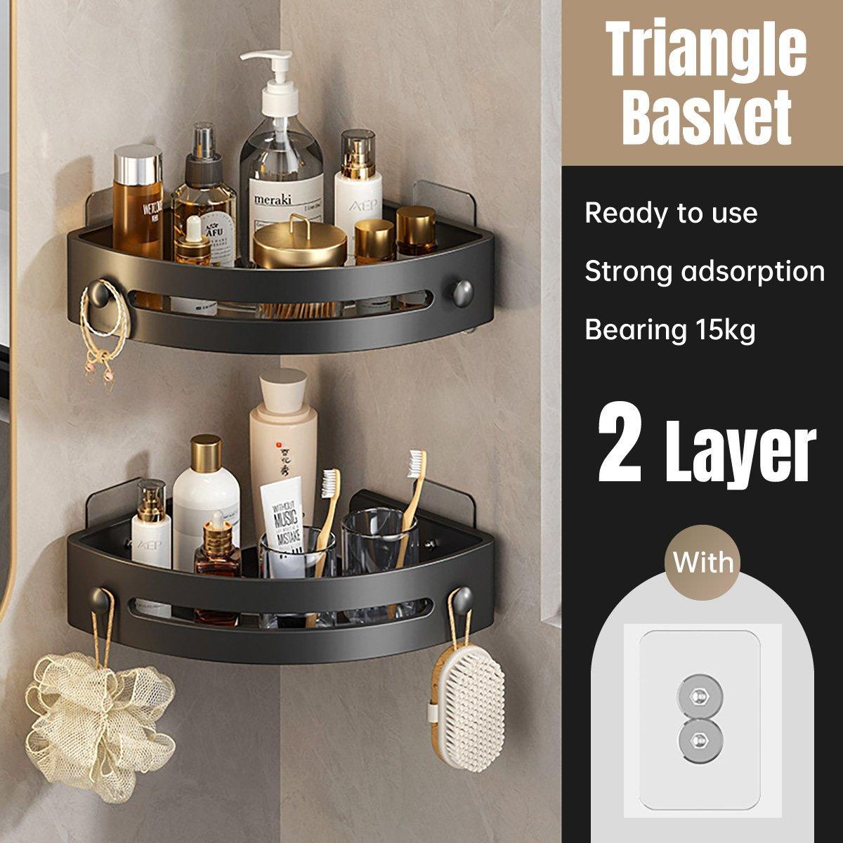 Bathroom Corner Shower Caddy – Wall-Mounted Shelf Organizer for Shampoo & Soap