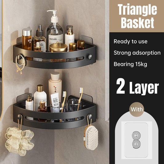Bathroom Corner Shower Caddy – Wall-Mounted Shelf Organizer for Shampoo & Soap