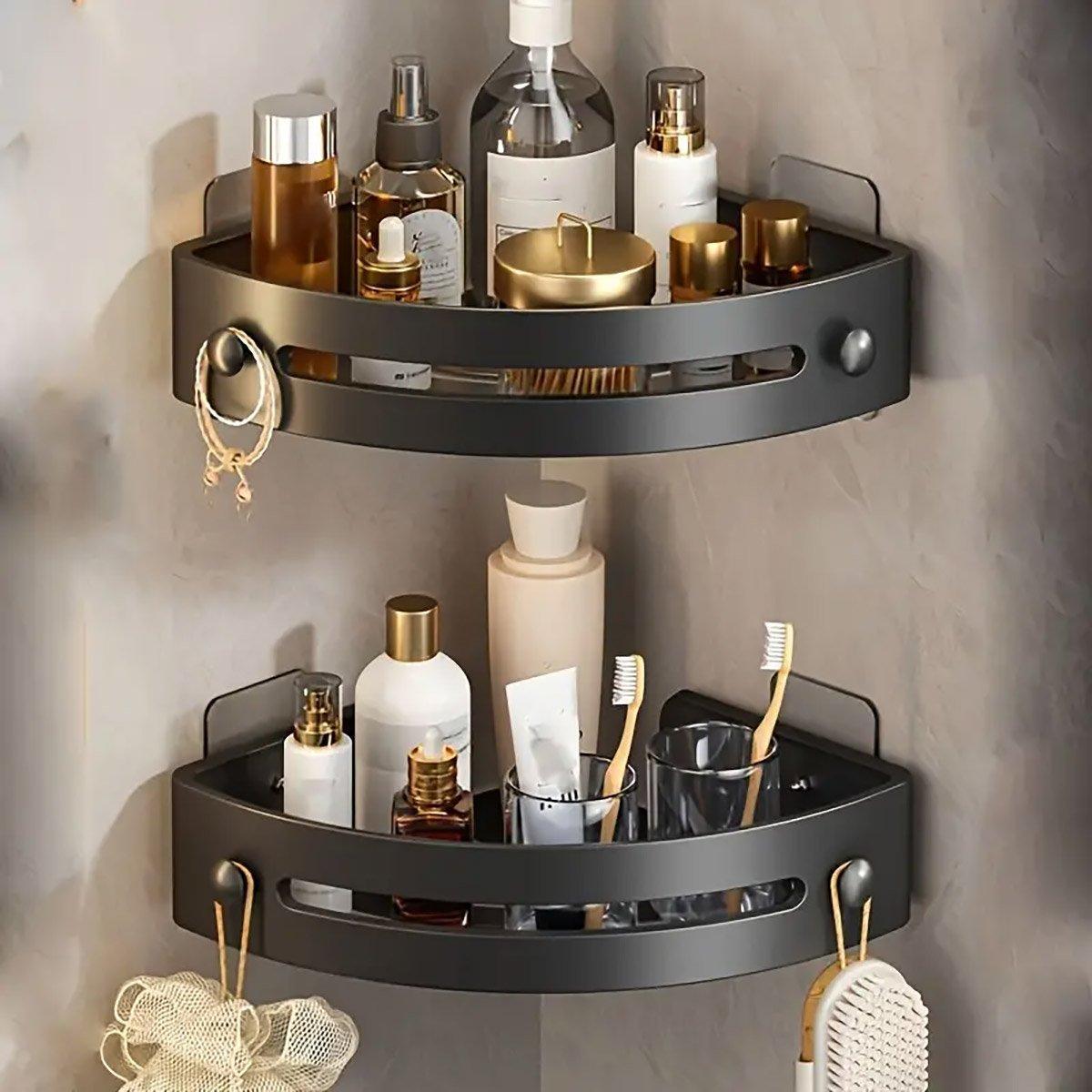 Bathroom Corner Shower Caddy – Wall-Mounted Shelf Organizer for Shampoo & Soap