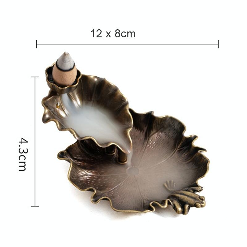 Bronze Lotus Leaf Inverted Incense Burner – Antique Copper Alloy