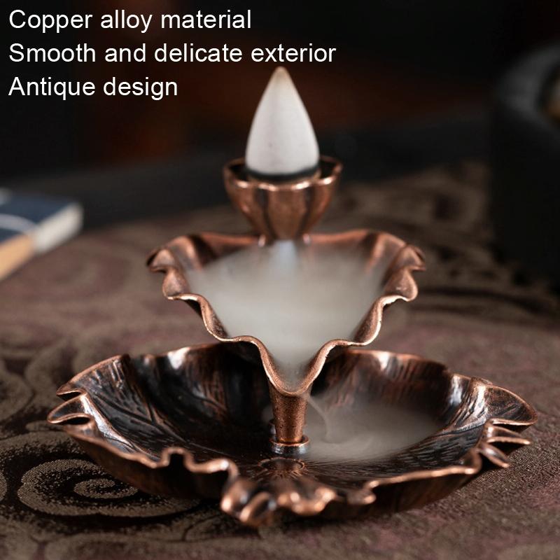 Bronze Lotus Leaf Inverted Incense Burner – Antique Copper Alloy
