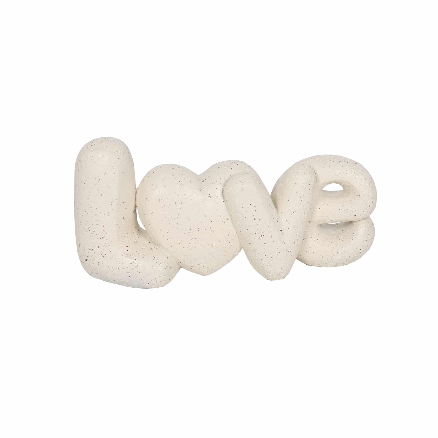 Love with Heart Decorative Ornament – 21cm Off-White Polyresin