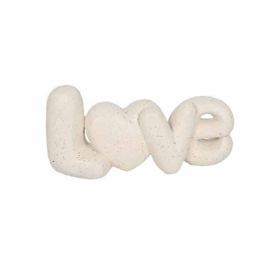 Love with Heart Decorative Ornament – 21cm Off-White Polyresin