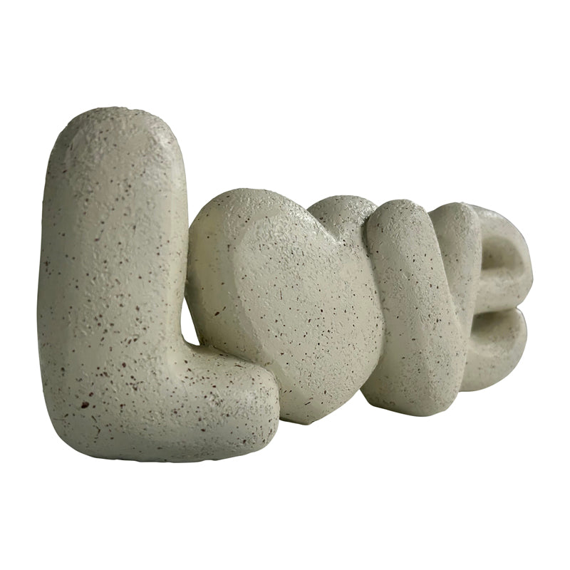 Love with Heart Decorative Ornament – 21cm Off-White Polyresin