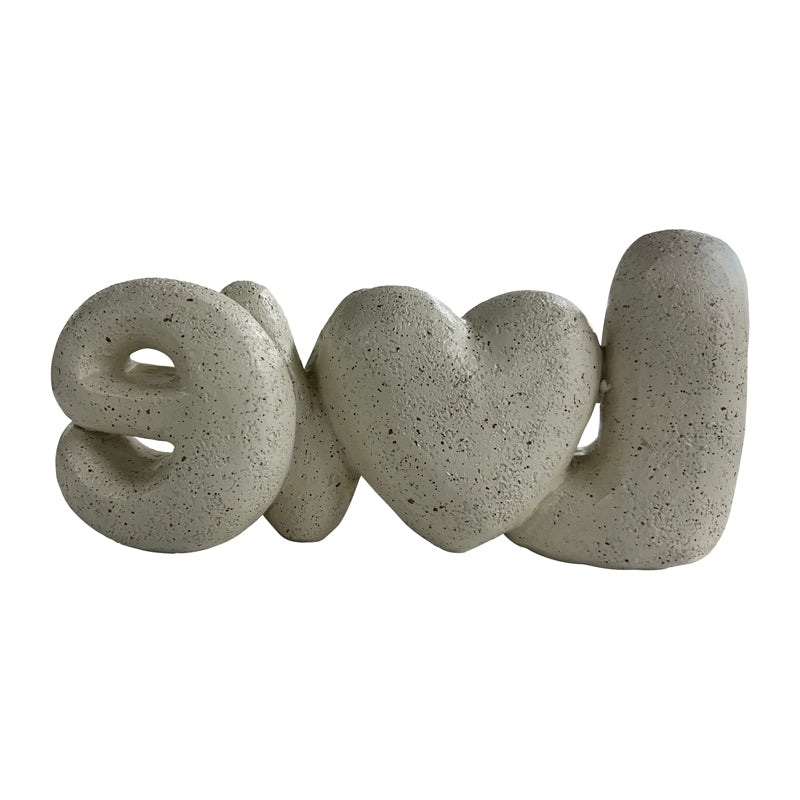 Love with Heart Decorative Ornament – 21cm Off-White Polyresin