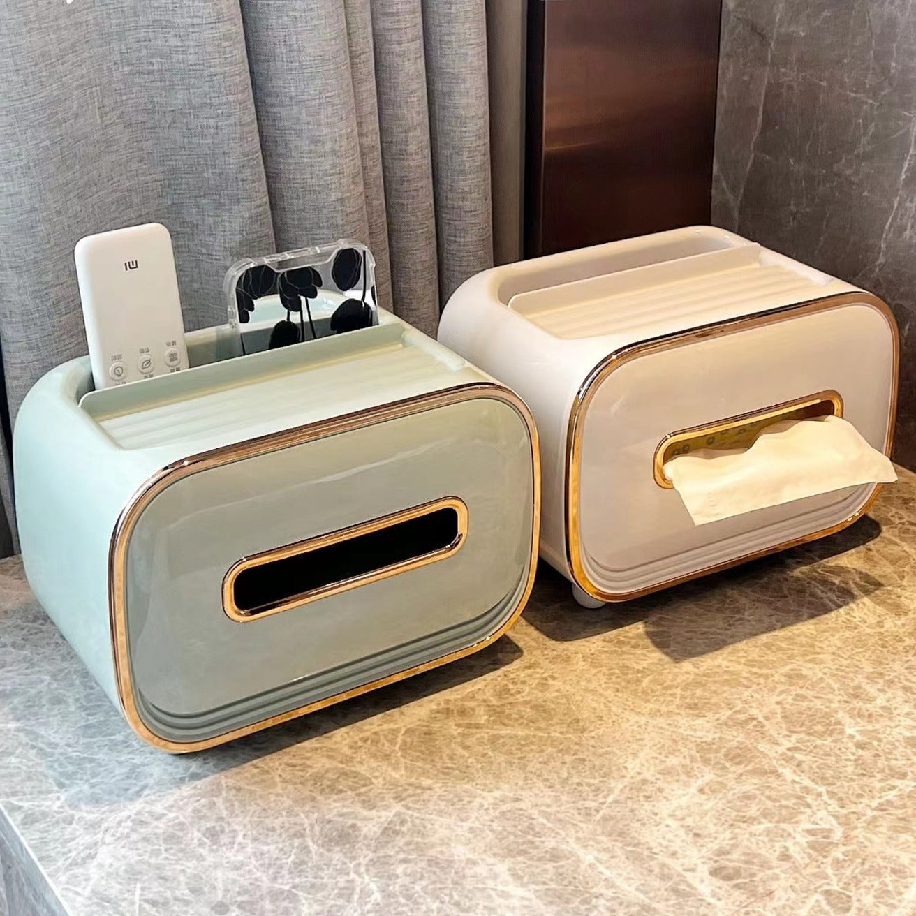 White PET Luxury Tissue Box – Multifunctional Desktop Paper Towel Organizer