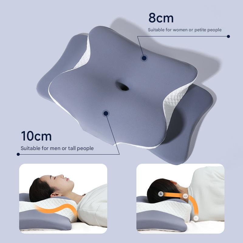 Ergonomic Butterfly Memory Foam Pillow – Orthopedic Neck & Shoulder Support | For Back, Side & Stomach Sleepers (Blue & White)