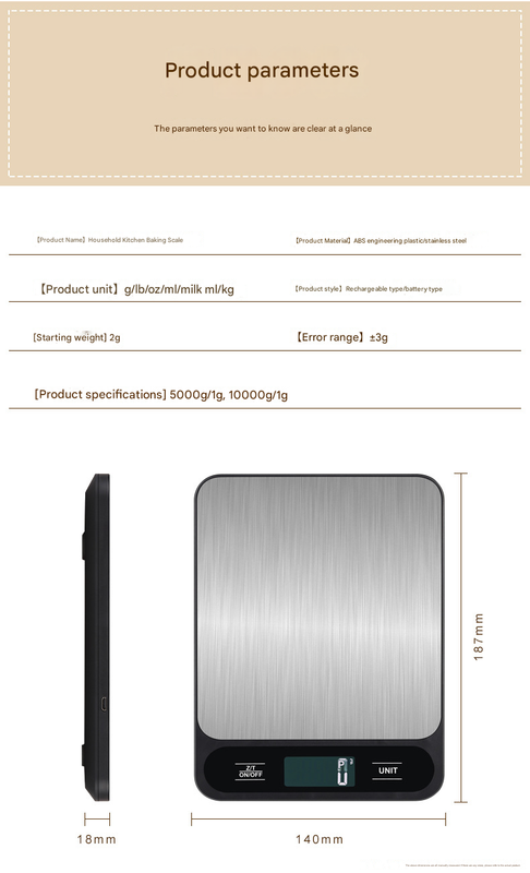 Black Slim Digital Kitchen Scale