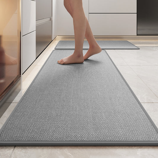 Absorbent & Dirt-Resistant Woven Kitchen Runner Rug – Non-Slip, Easy-Clean Floor Mat (Style Woven Gray)