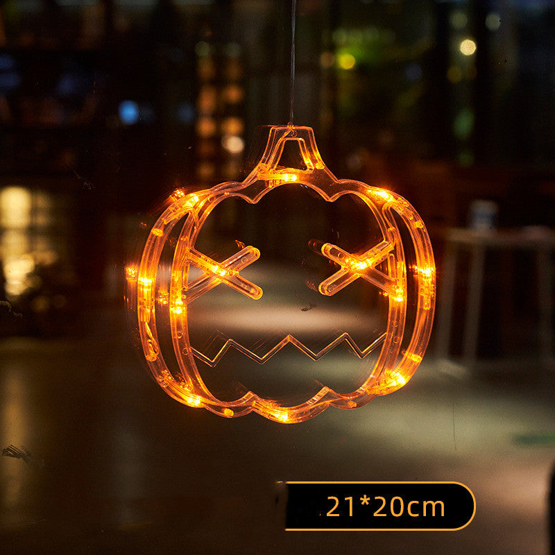 Halloween Window Hanging LED Lights Spider Pumpkin Hanging Ghost Horror Lights Home Decor