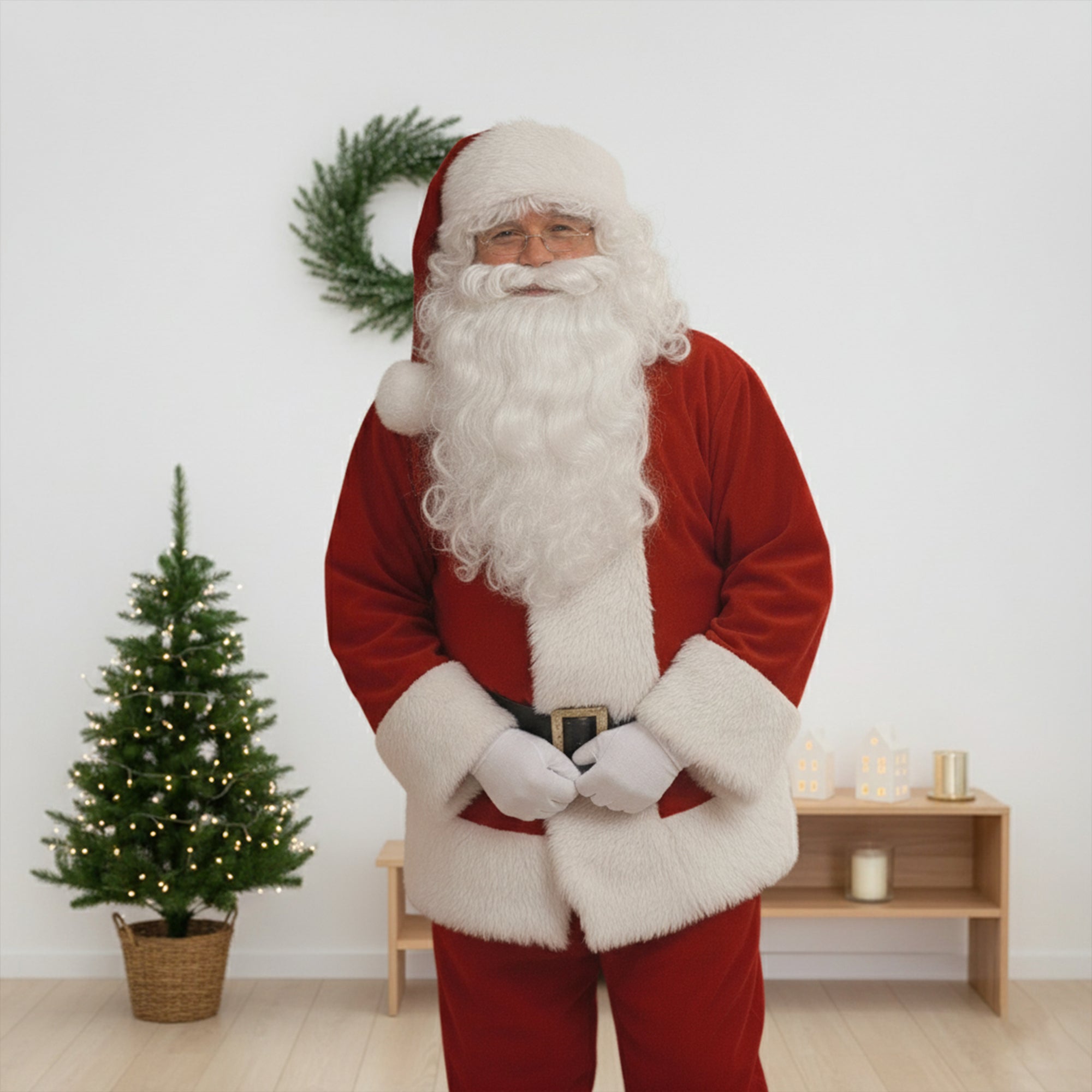 Premium 11-Piece Santa Claus Costume Set – Non-Shedding Fleece | Complete Christmas Santa Outfit for Adults | Holiday Party & Cosplay Suit