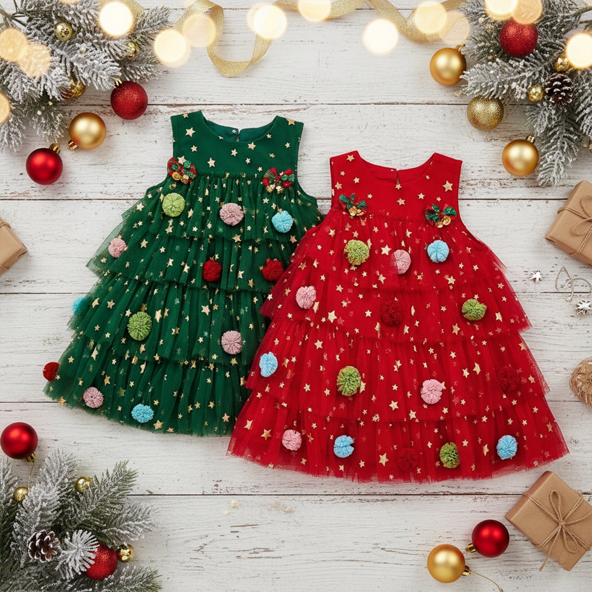 Cute Santa Christmas Dress for Baby & Toddler Girls