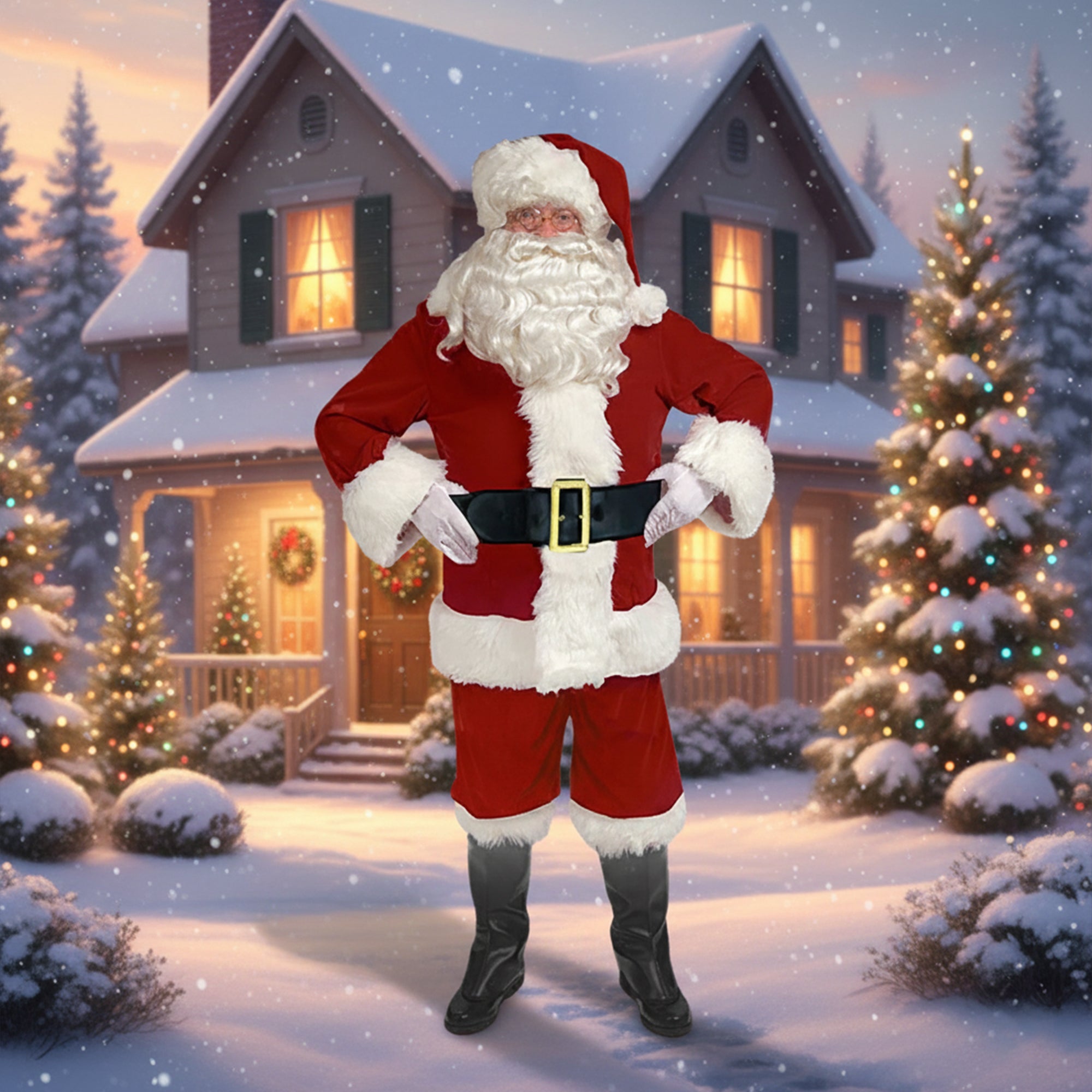 Premium 11-Piece Santa Claus Costume Set – Non-Shedding Fleece | Complete Christmas Santa Outfit for Adults | Holiday Party & Cosplay Suit