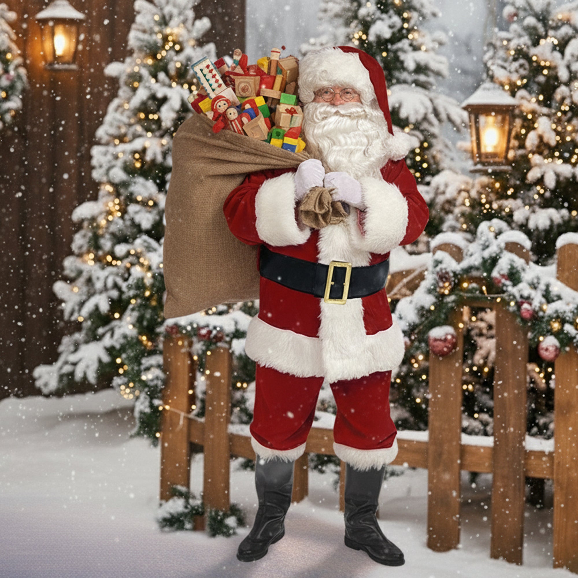 Premium 11-Piece Santa Claus Costume Set – Non-Shedding Fleece | Complete Christmas Santa Outfit for Adults | Holiday Party & Cosplay Suit