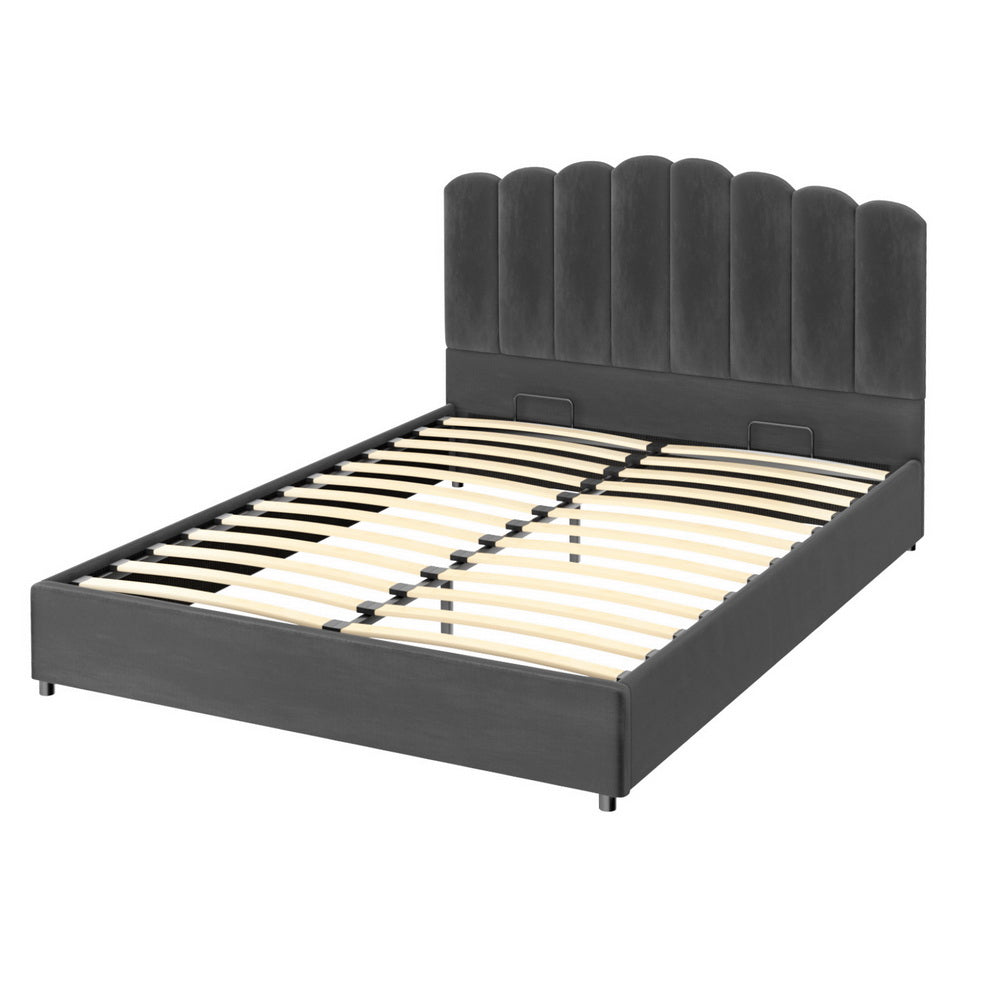 Double Bed Frame Velvet Grey