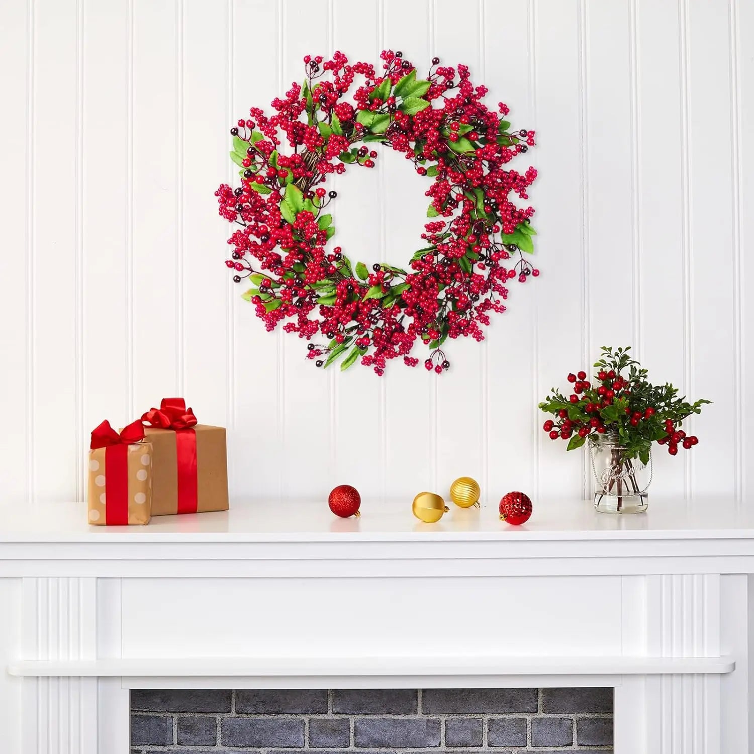 Winter Red Berry Wreath – Christmas Door Decoration