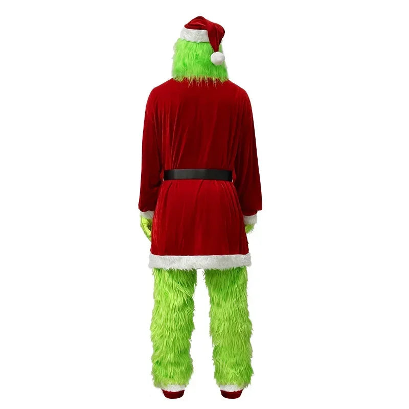 Green Hairy Santa Costume – Adult Christmas Cosplay Outfit