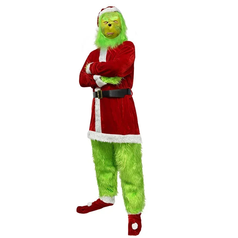 Green Hairy Santa Costume – Adult Christmas Cosplay Outfit