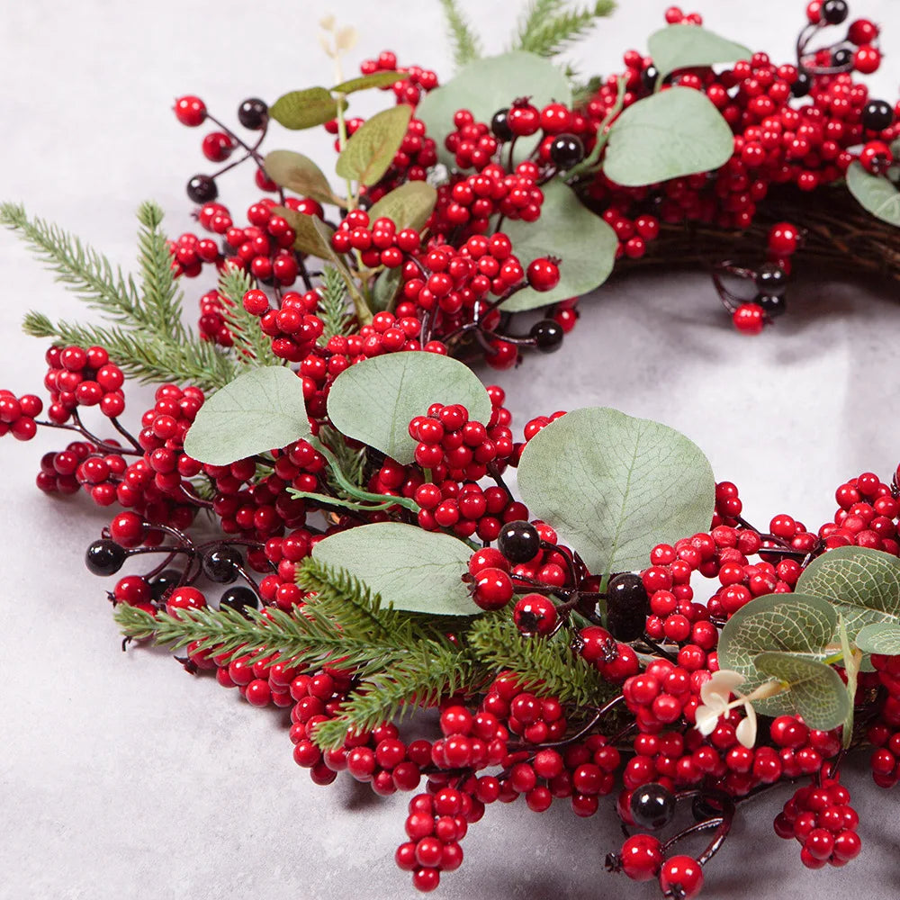 Winter Red Berry Wreath – Christmas Door Decoration