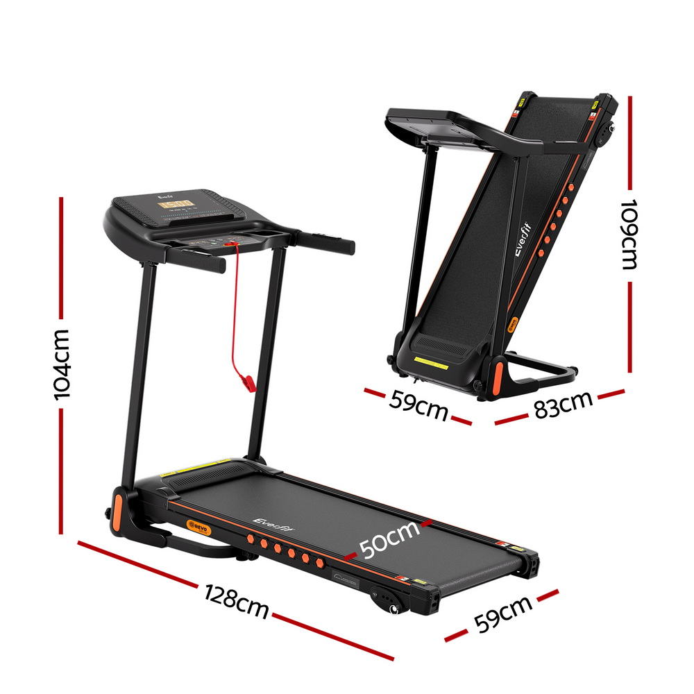 Everfit Electric Foldable Treadmill – Home Gym Fitness Running Machine with Incline & 12 Programs (390mm Belt)