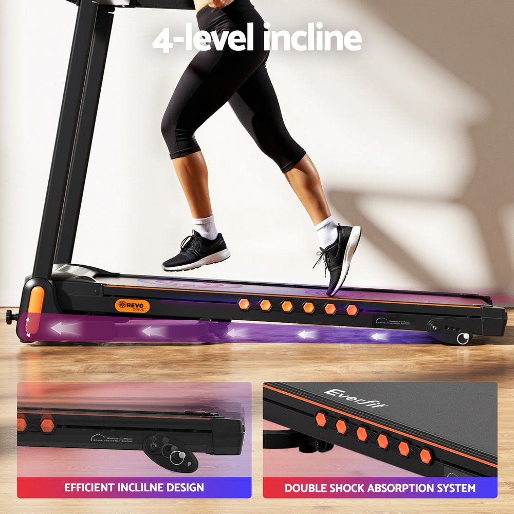Everfit Electric Foldable Treadmill – Home Gym Fitness Running Machine with Incline & 12 Programs (390mm Belt)