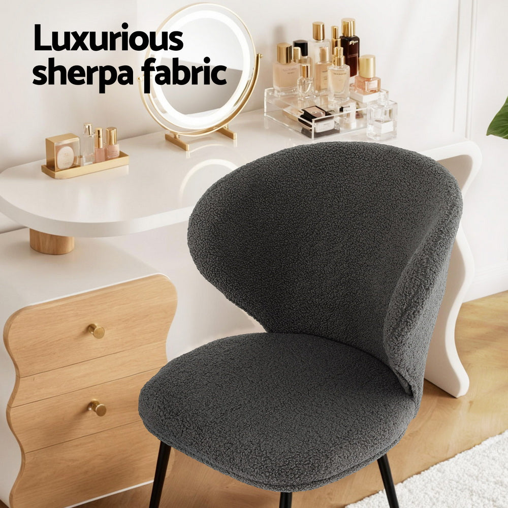 Artiss Set of 4 Dining Chairs – Sherpa Boucle Upholstery with Wing Back Design (Grey)
