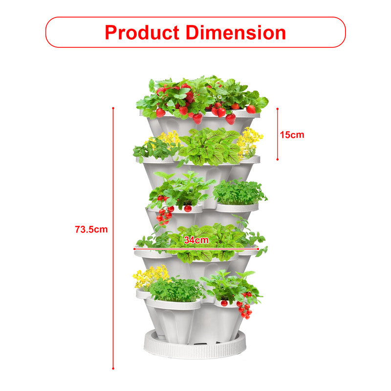 Hivvago 5-Tier Vertical Garden Planter – Stackable Indoor/Outdoor Pot with Base