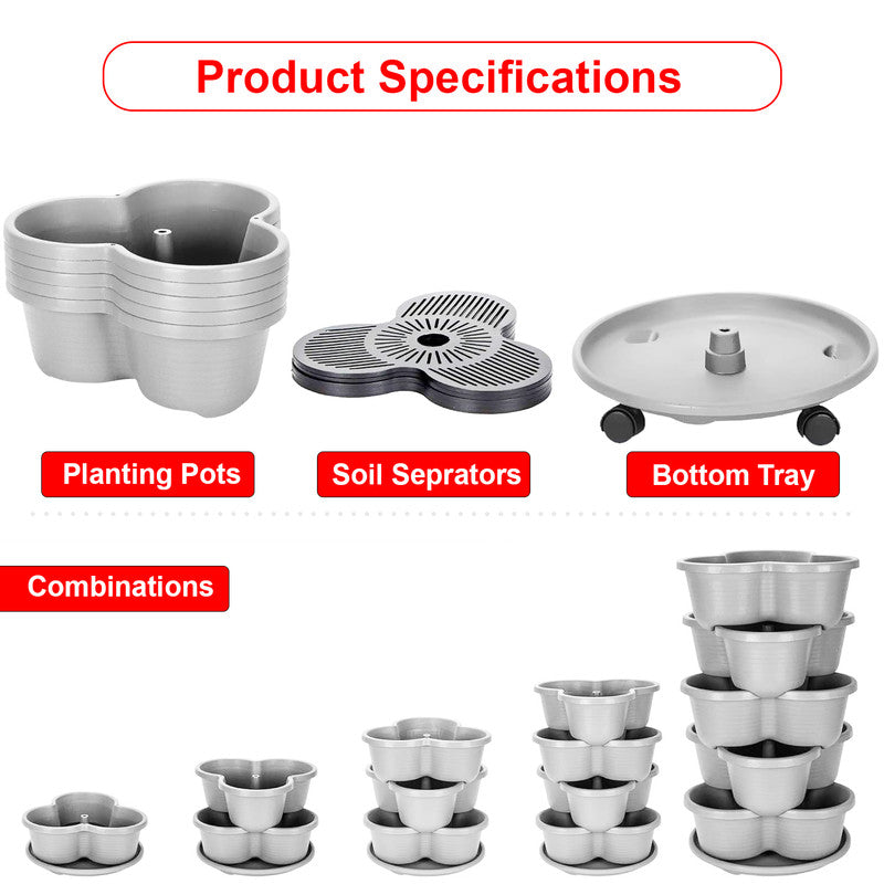 Hivvago 5-Tier Vertical Garden Planter – Stackable Indoor/Outdoor Pot with Base